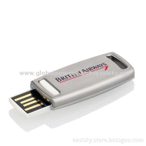 Swivel Mini USB Flash Drive, Stainless Steel with High-quality UDP, 64MB to 32GB Memory Capacities